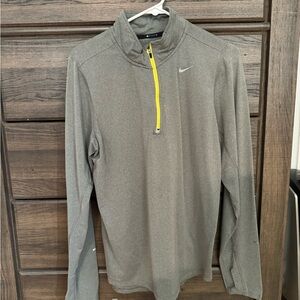 Mens Nike Gray Drifit Element 1/4 Zip Running Long Sleeve Shirt - Small